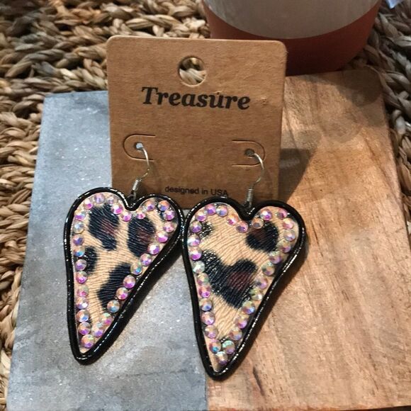 Leopard and Rhinestone Earrings  - Picture 1 of 3